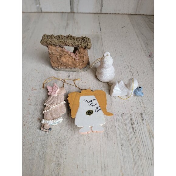 Nativity cherub angel religious ornament Xmas set figure bird - Picture 9 of 9